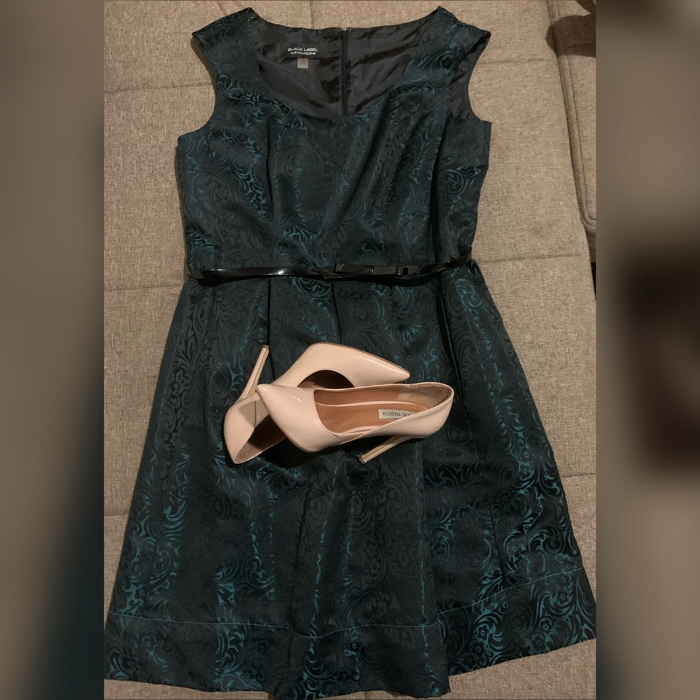 BLACK LABEL by EVAN-PICONE FIT FLARE GREEN Dress